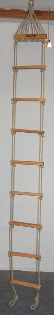 Strickleiter mit Eschenholz-Sprossen 3,5m lange Leiter Polyhanfseile 12mm 